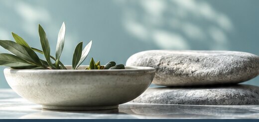 Smooth stone forms arranged in natural light